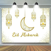 Lofaris Hollowed Lantern Moon Glitter Eid Mubarak Backdrop
